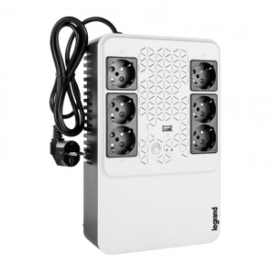 LEGRAND KEOR-M szünetmentes elosztósor 600 VA, BEM: háztartási dugó + kábel, KIM: (4+2)xSchuko háztartási aljzat, Always-on USB töltőaljzat, AVR (vonali interaktív UPS)