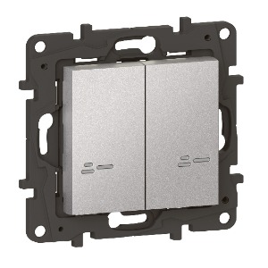 Niloé STEP with Netatmo okos vezeték nélküli kettős kapcsoló (elemes távvezérlő), falon kívüli, keret nélkül, alumínium