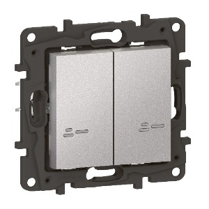 Niloé STEP with Netatmo okos kettős kapcsoló (végrehajtó), nulla (N) vezető bekötéssel, keret nélkül, alumínium