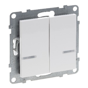 SUNO with Netatmo okos kettős kapcsoló (végrehajtó), nulla (N) vezető bekötéssel, keret nélkül, fehér