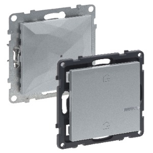 SUNO with Netatmo okosotthon kezdőkészlet: gateway (beépített) + távozás/érkezés kapcsoló (elemes távvezérlő), keret nélkül, alumínium