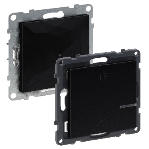 SUNO with Netatmo okosotthon kezdőkészlet: gateway (beépített) + távozás/érkezés kapcsoló (elemes távvezérlő), keret nélkül, fekete