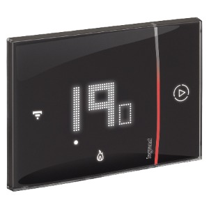Smarther2 okos termosztát süllyesztett fekete színű csavaros sorkapcsos (230V~ L+N) közvetlen Wi-fi csatlakozás Legrand/Netatmo